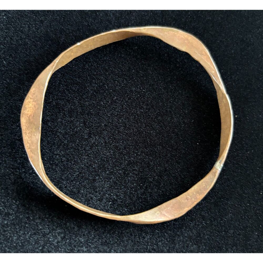 Hand Hammered Copper Bangle Bracelet Artisan Rustic Minimalist Boho Jewelry